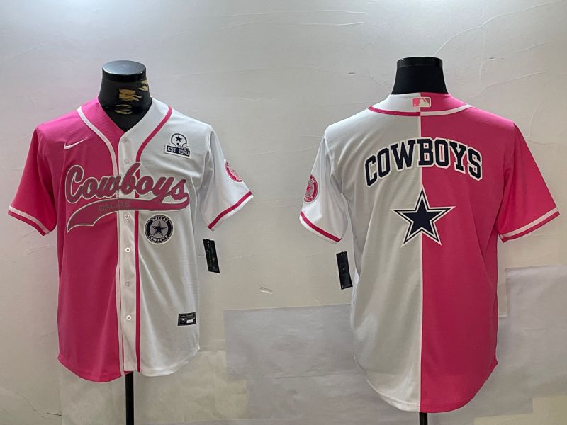 Men Dallas Cowboys Blank white pink Joint Name 2024 Nike Limited NFL Jersey style 12